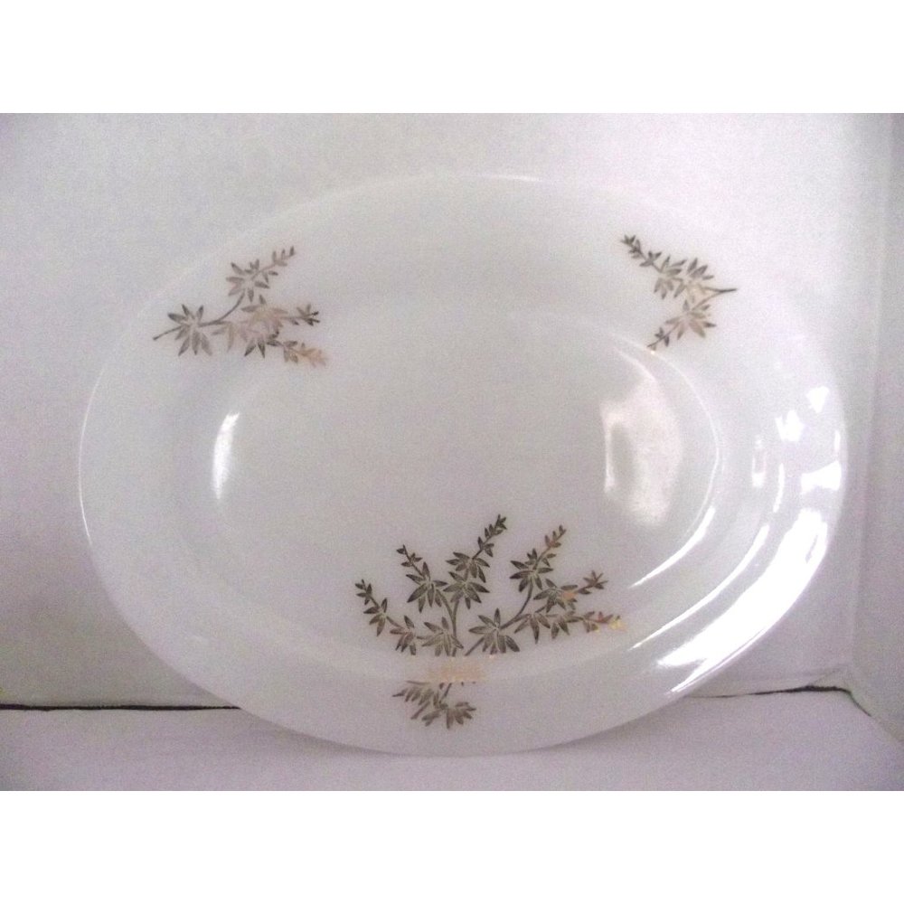 Vtg. Federal Milk Glass Oval Platter Golden Glory Pattern